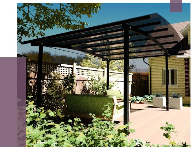 Навесы для террасы в Моршанске от 13241 руб. под ключ | ПРОЛЁТ-Мрш