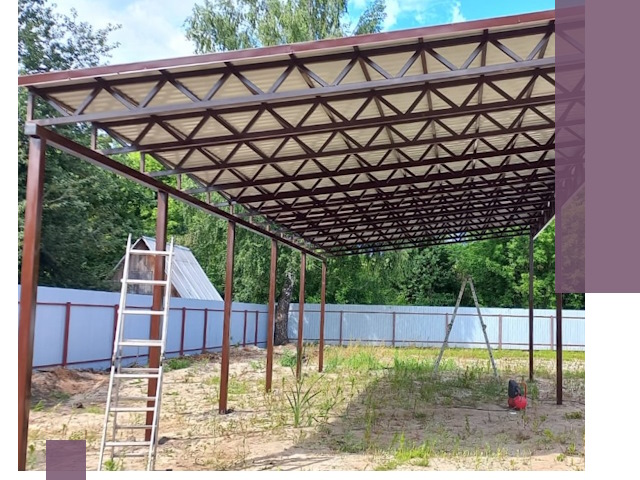 Односкатные навесы под ключ в Моршанске — изготовление и монтаж