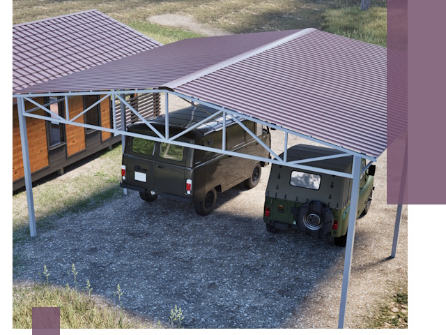 Двускатные навесы под ключ в Моршанске — изготовление и монтаж